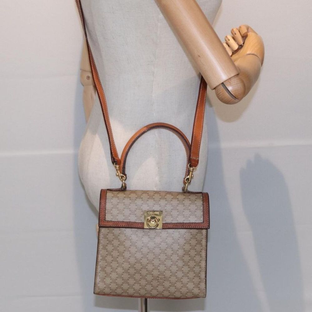 Celine Vintage Macadam Handbag Canvas And Leather Beige Canvas Handbag - Picture 14 of 16